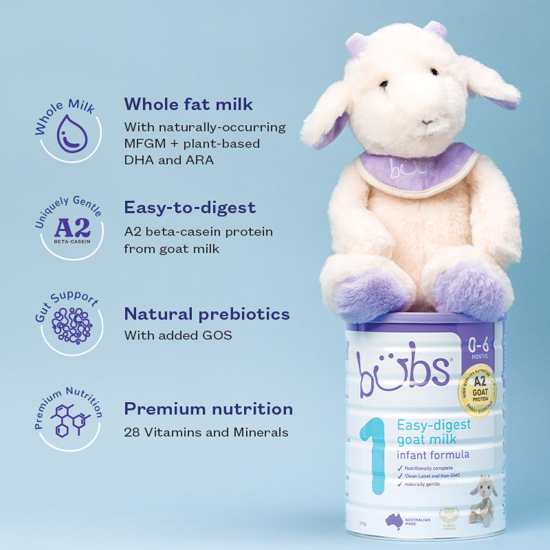 Bubs Goat Milk Infant Formula Stage 1, 800g Aussie Bubs