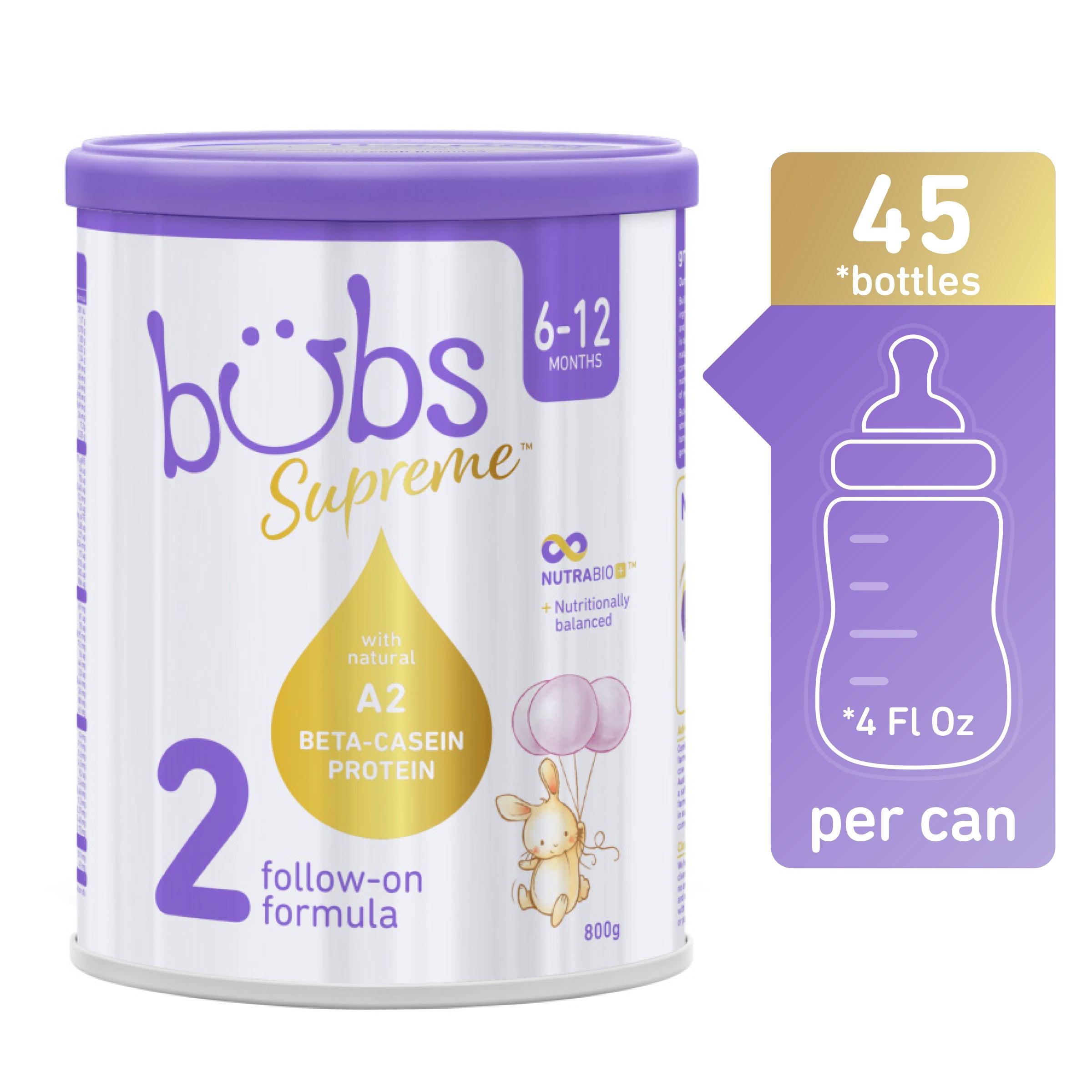 Bubs Supreme Followon Formula Stage 2, 800g Aussie Bubs